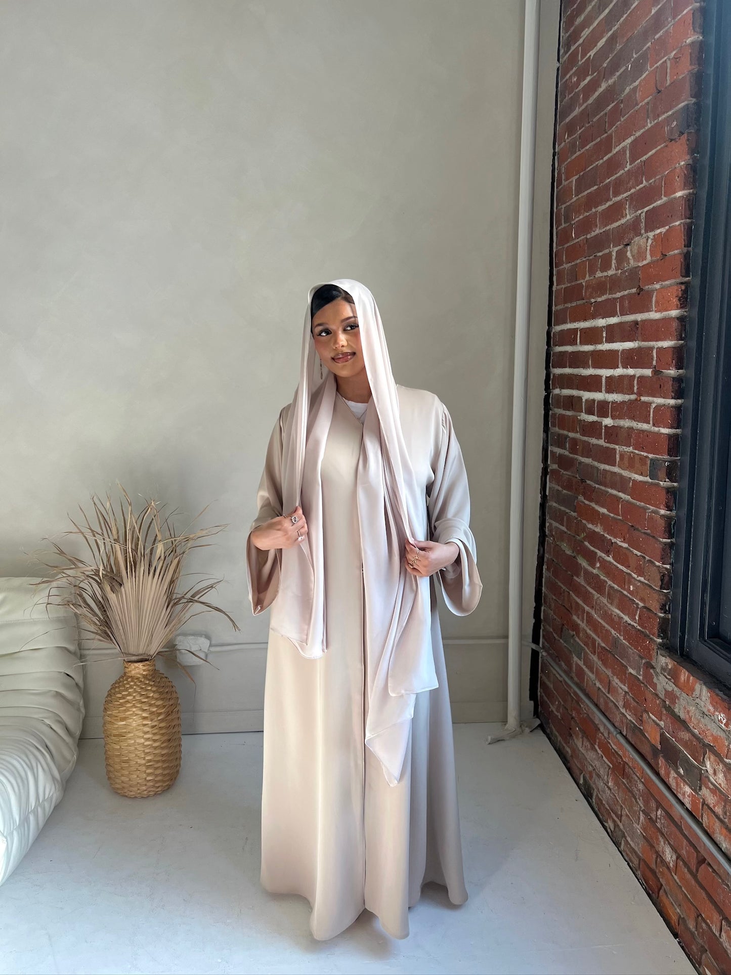 Beige Drape Abaya