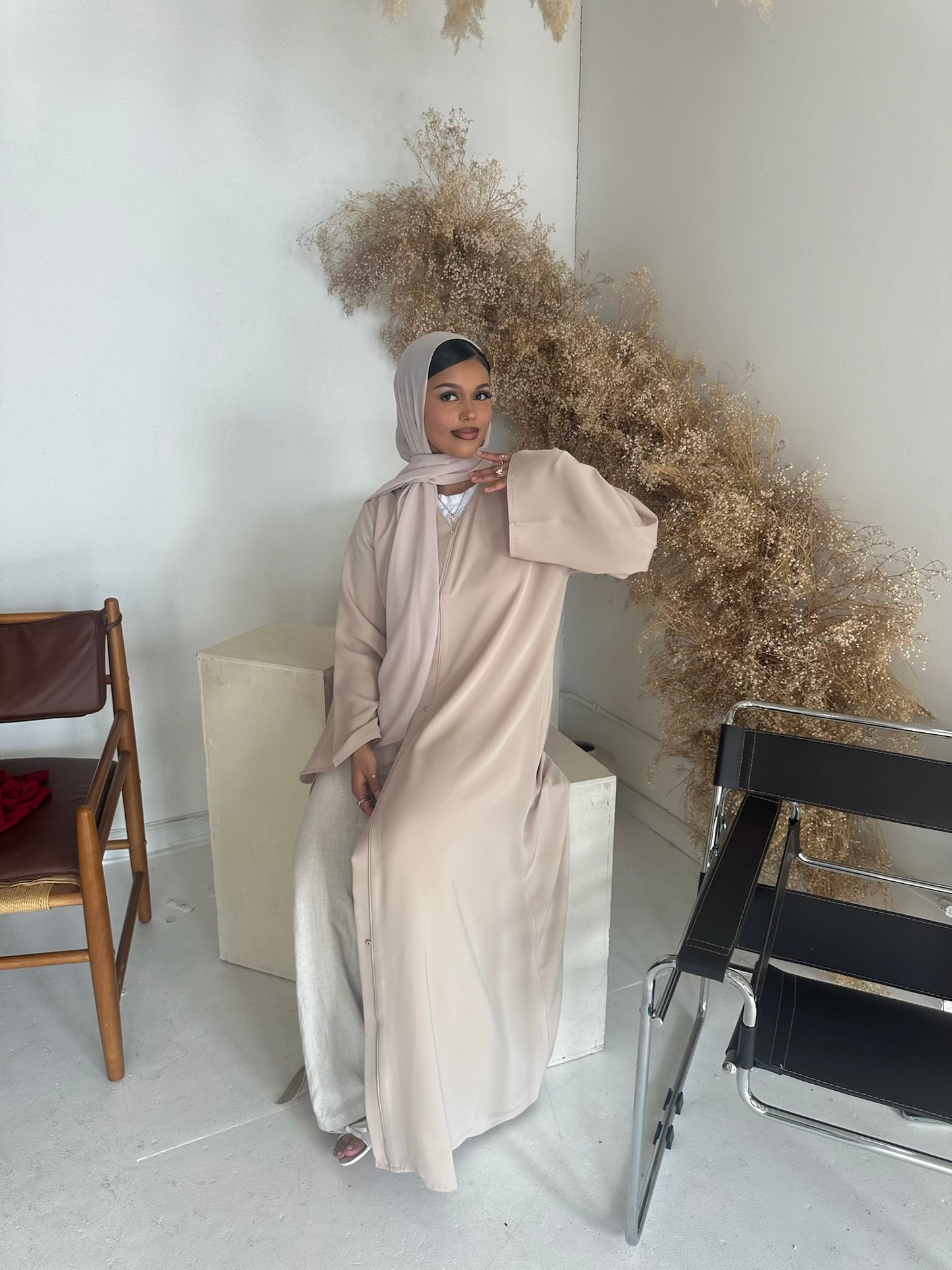 Beige Drape Abaya