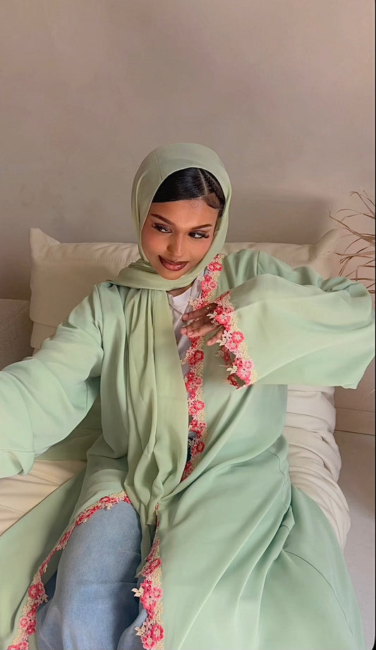 Floral Green Abaya