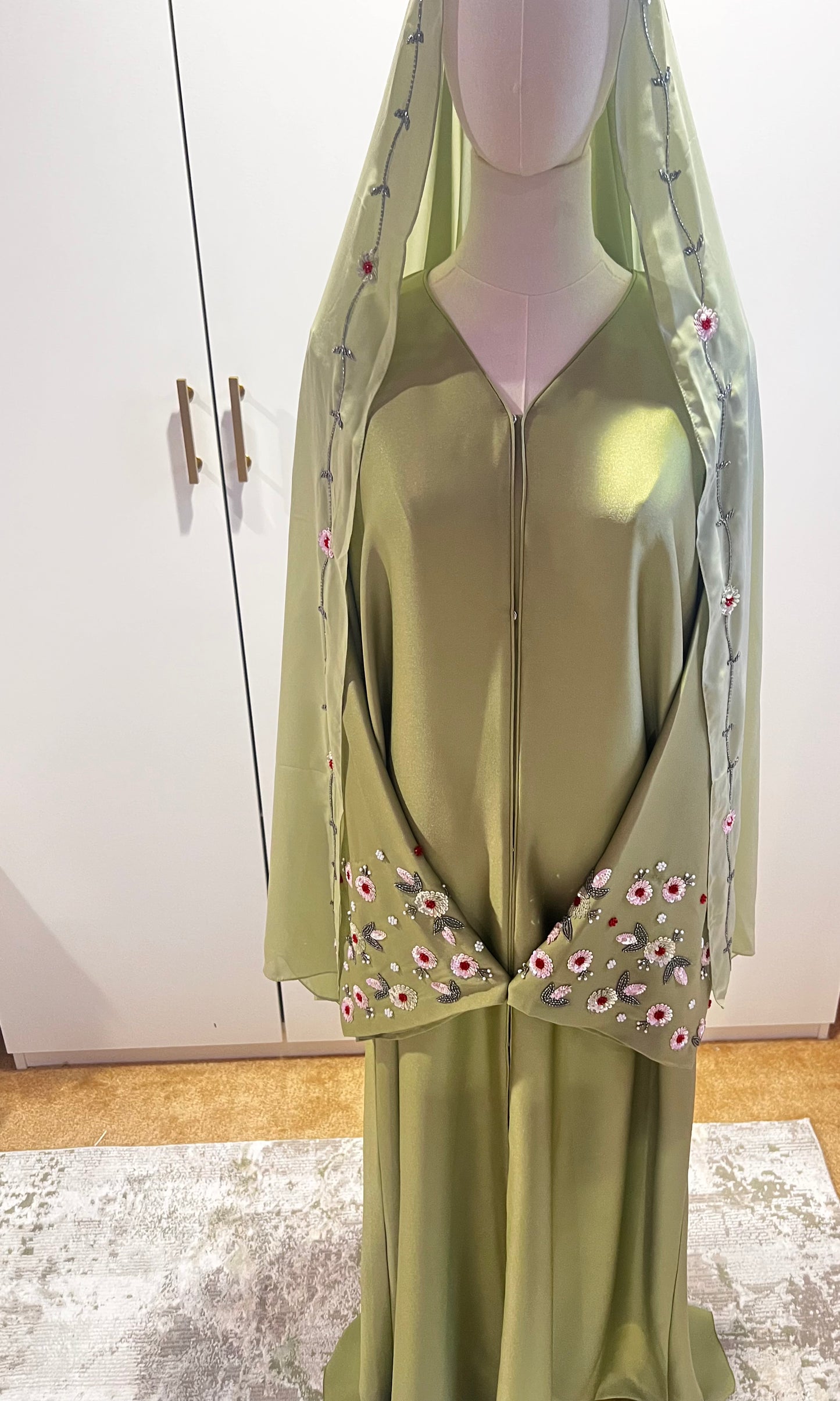 Green Embroidered Abaya
