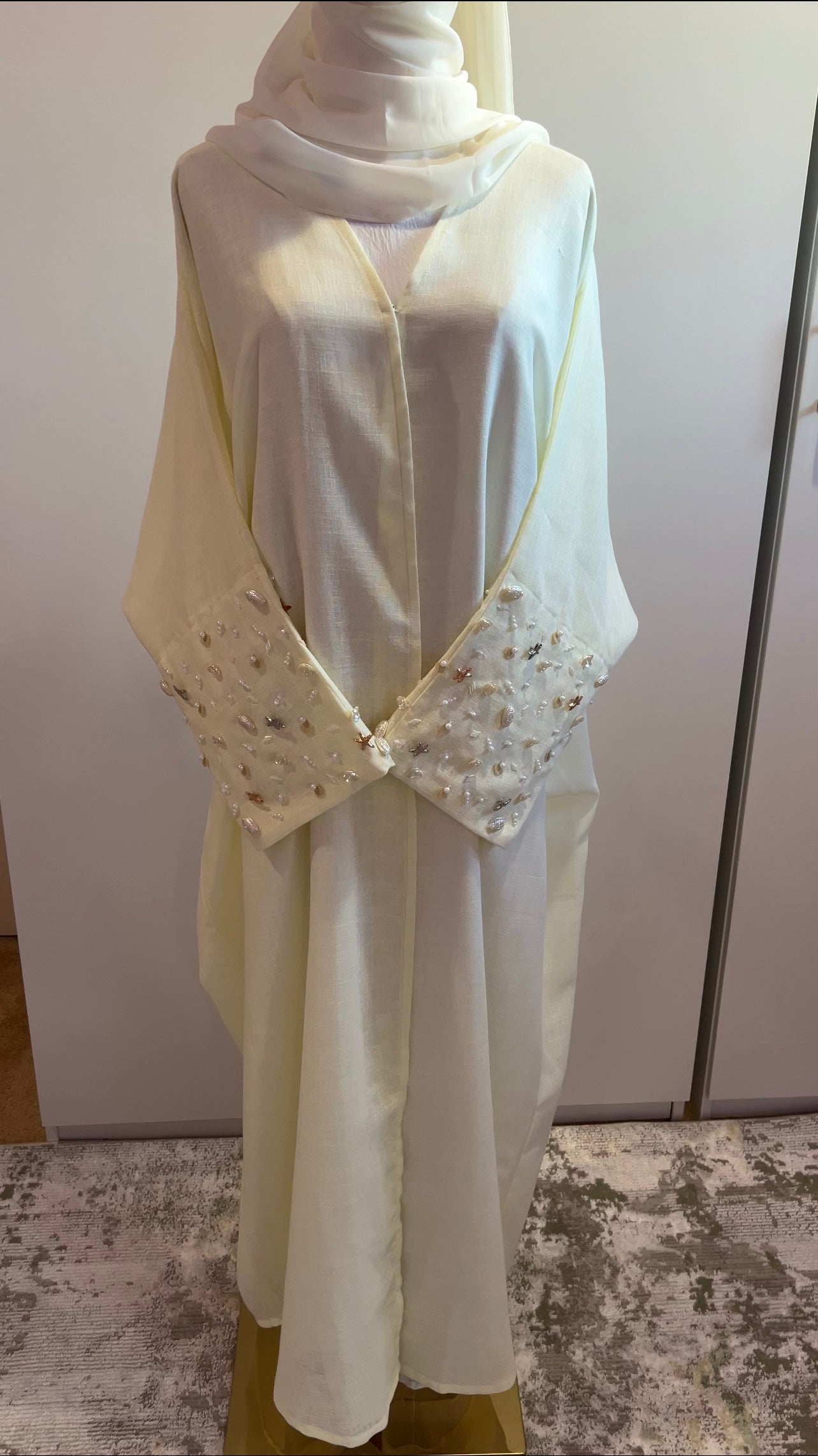 Off-White Ocean Jewel Linen Abaya