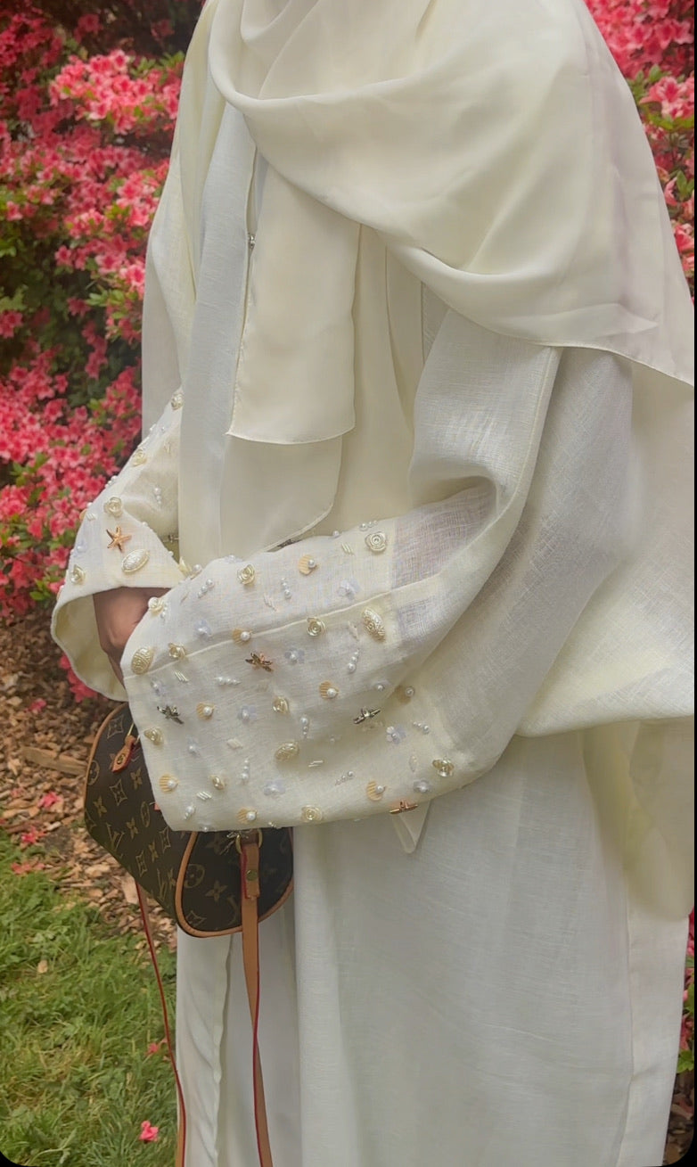 Off-White Ocean Jewel Linen Abaya