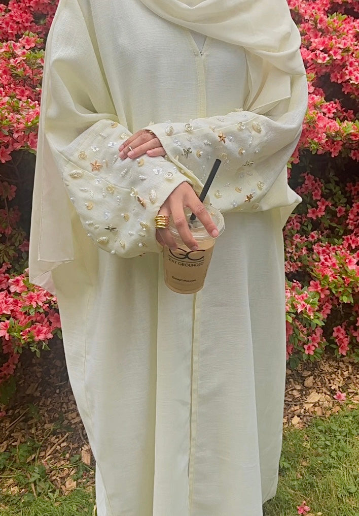 Off-White Ocean Jewel Linen Abaya