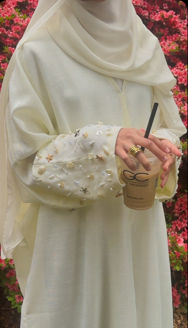 Off-White Ocean Jewel Linen Abaya