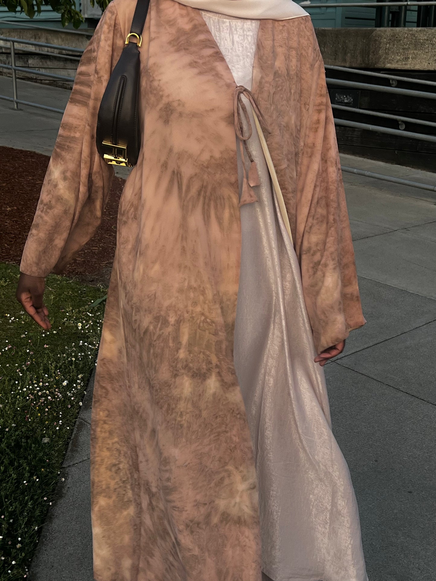 Sahara Blush Tie Front Open Abaya