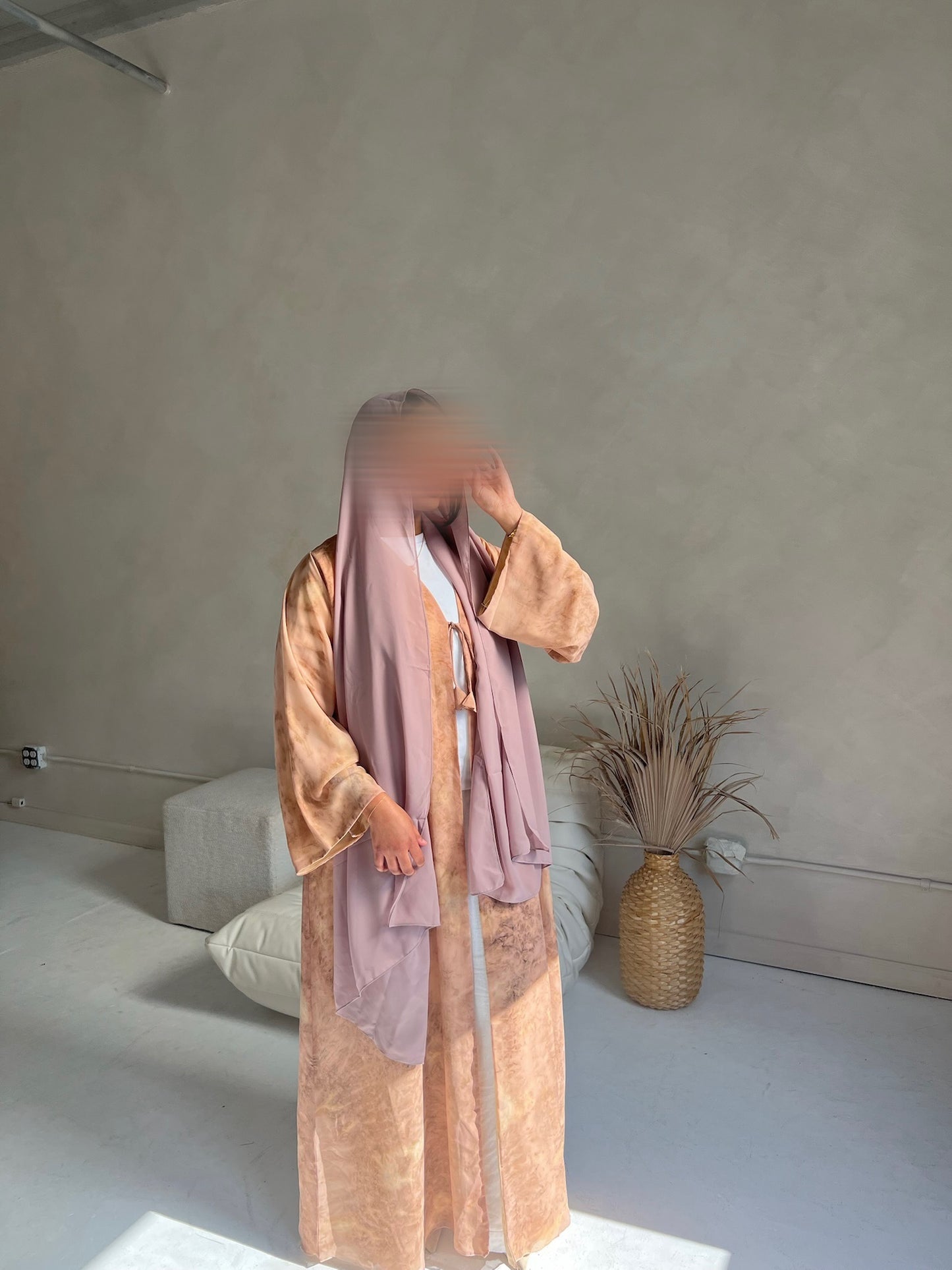 Sahara Blush Tie Front Open Abaya