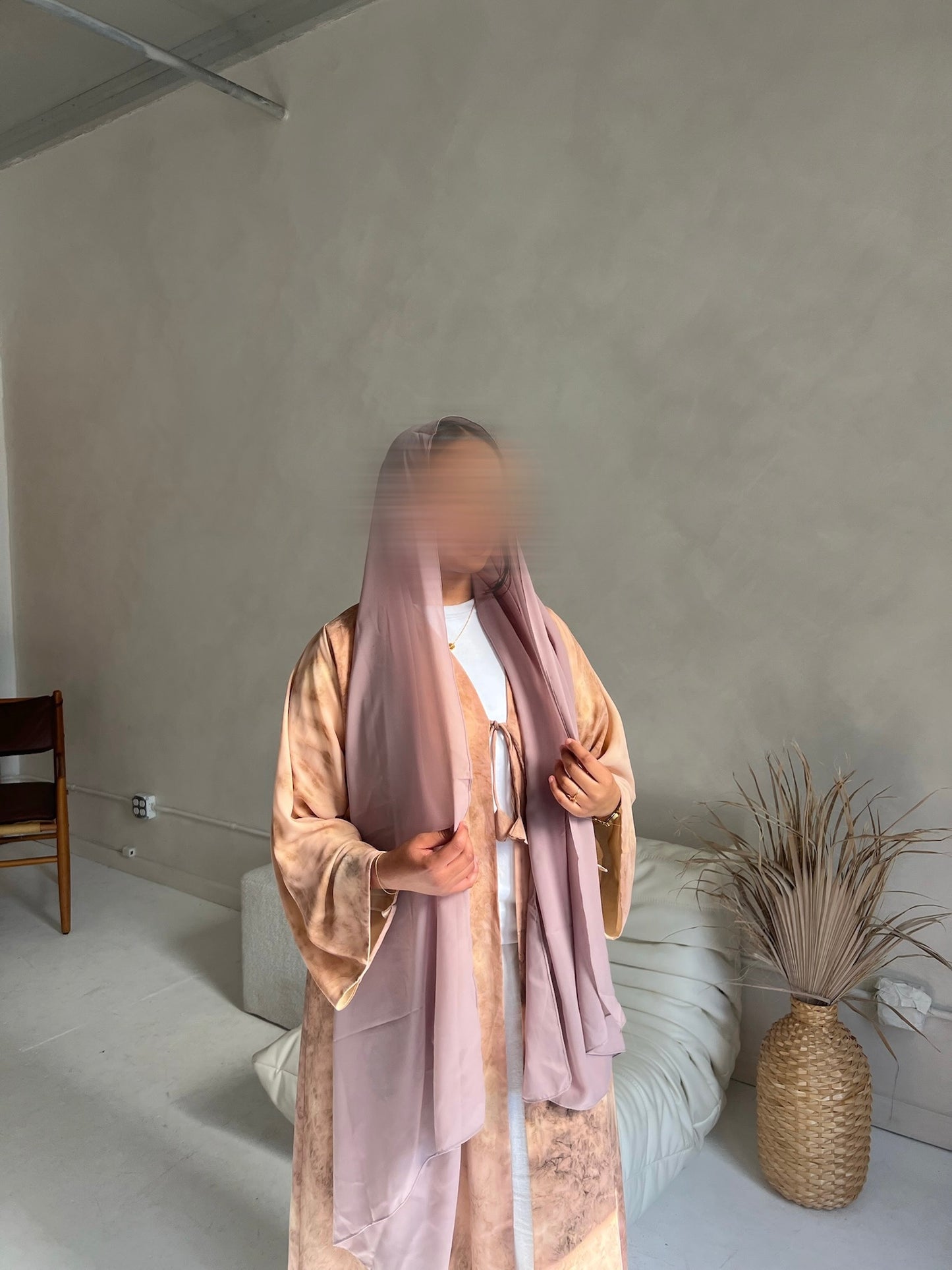 Sahara Blush Tie Front Open Abaya