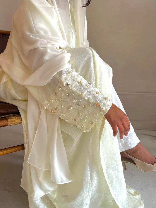 Off-White Ocean Jewel Linen Abaya